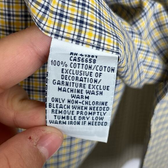 Ralph lauren Classic Fit yellow blue mini plaid long sleeve button down 2XLT - Picture 5 of 7
